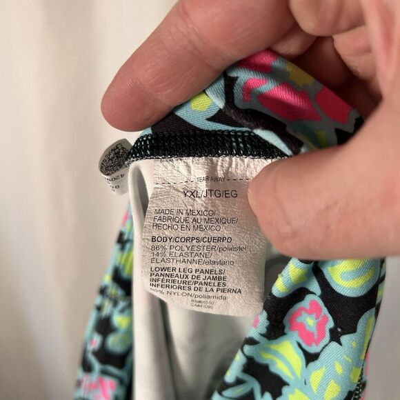 Under Armour Leggings youth YXL Black Green Floral Pull On Stretchy High Rise - Picture 9 of 9